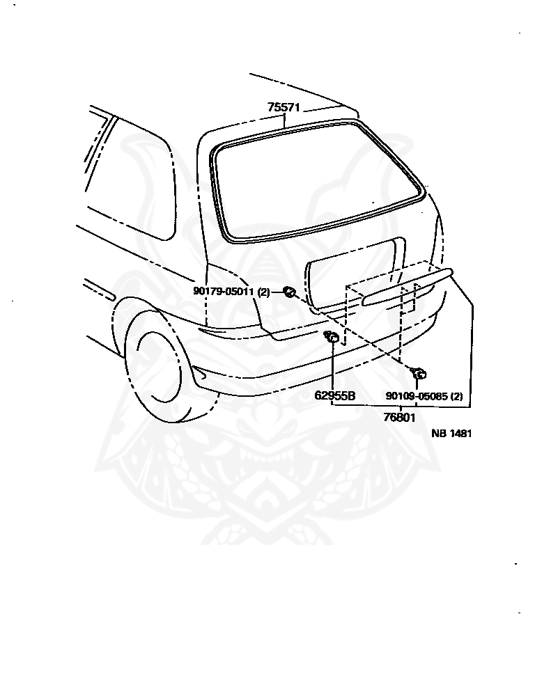 Toyota - Retainer, Luggage Compartment Door Garnish